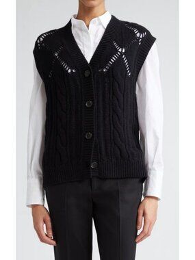 MARIA MCMANUS argyle cashmere and organic cotton sweater vest black XS